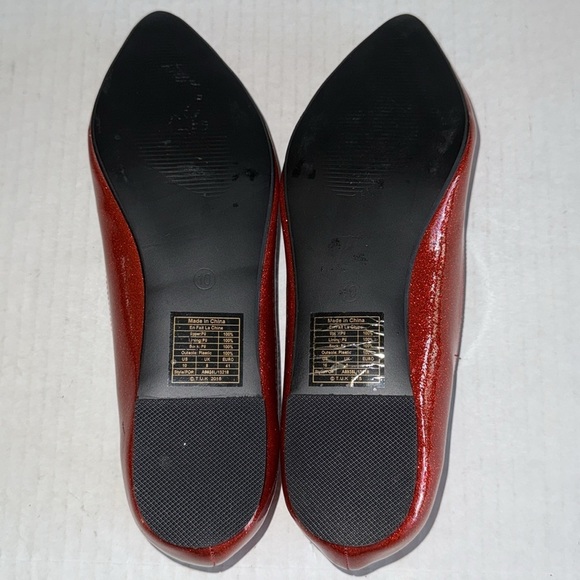 T.U.K. X Luxe De Ville Red Patent Anchor Flats - Picture 11 of 12